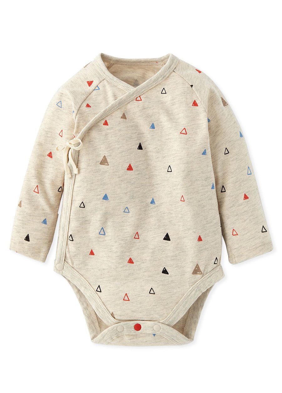 新生兒Q彈棉質長袖包屁衣(2入)-塗鴉三角形