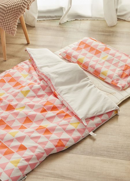 調溫抗菌安撫涼被(幾何三角)—睡袋組適用-粉色2