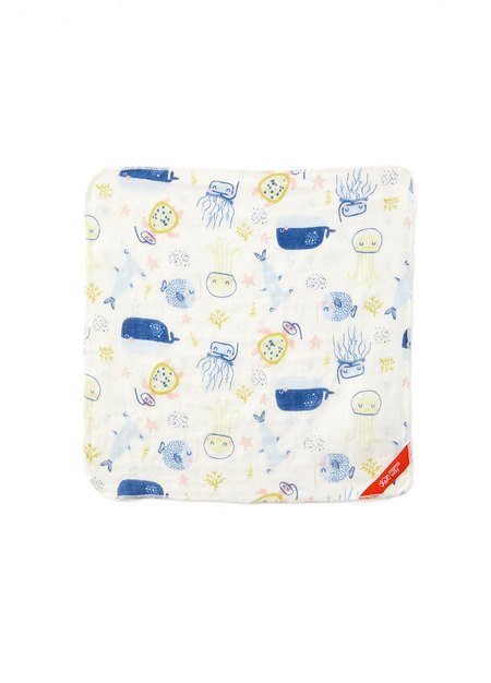 純棉3層紗口水巾(2入)-淺藍2