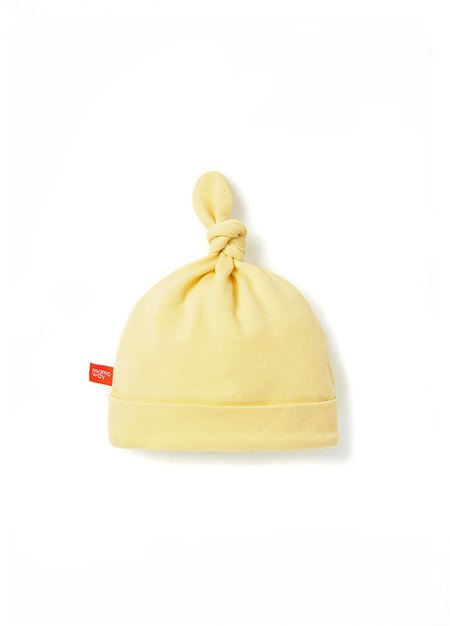 棉柔彈性嬰兒帽-淺黃1