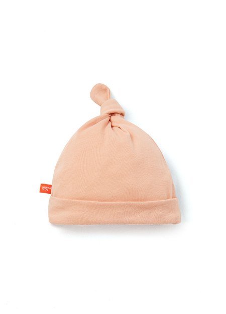棉柔彈性嬰兒帽-粉橘1