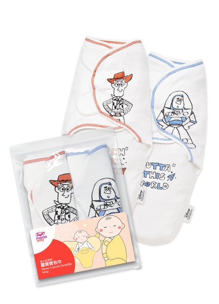 迪士尼系列(玩具總動員)蠶寶寶包巾組 2入-白1