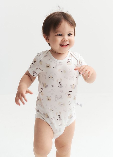 BABY Q彈棉質包屁衣-狗狗