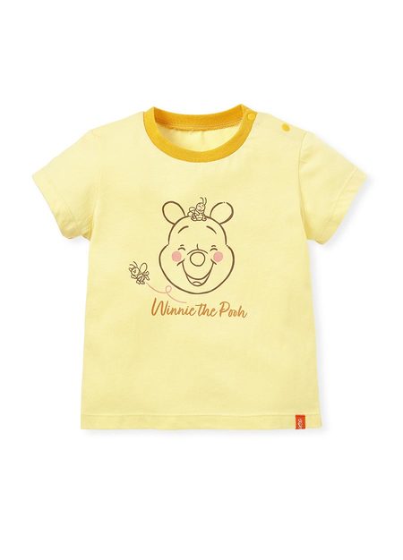 BABY迪士尼純棉短袖T恤-蜜蜂維尼-淺黃1