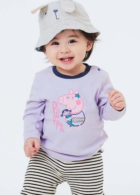 BABY佩佩豬純棉長袖T恤-美人魚佩佩豬-淺紫2