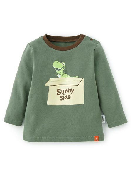 BABY迪士尼純棉長袖T恤-抱抱龍-橄綠1