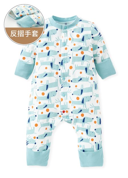 新生兒長袖連身衣-狗狗