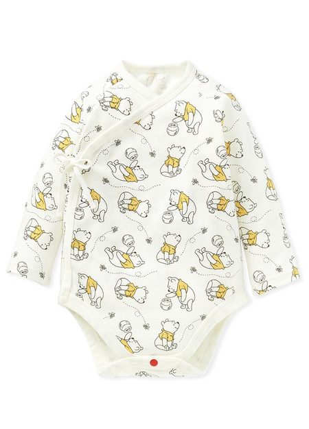 新生兒Q彈棉質長袖包屁衣(2入)-蜂蜜維尼-米色2