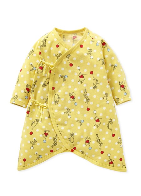 新生兒Q彈棉質蝴蝶衣(2入)-氣球維尼-黃色2