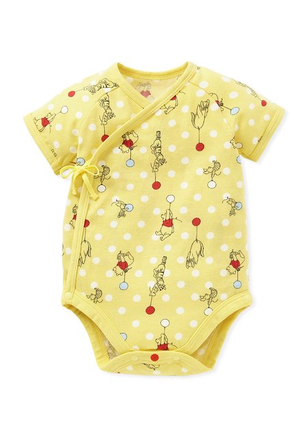 新生兒Q彈棉質包屁衣(2入)-氣球維尼-黃色3