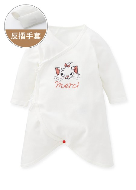 新生兒迪士尼Q彈棉質蝴蝶衣-瑪麗貓-米色1