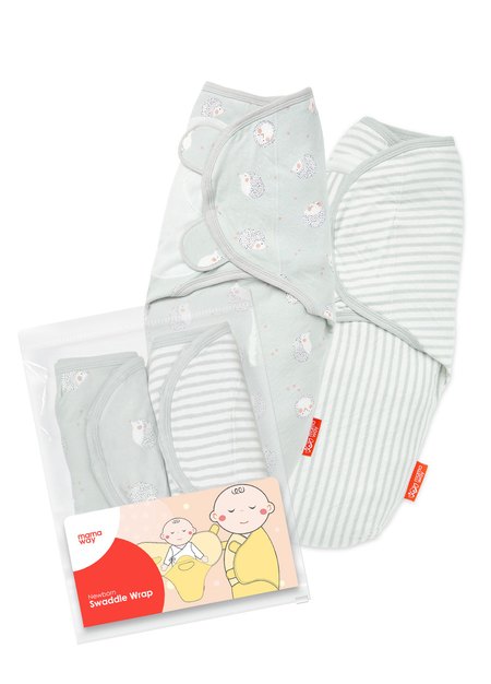 蠶寶寶包巾組 2入-刺蝟寶寶-灰藍1