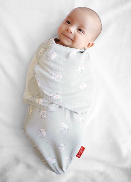 蠶寶寶包巾組 2入-刺蝟寶寶-灰藍5