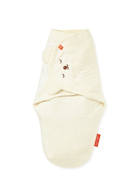 睡睡熊蠶寶寶抗菌包巾禮盒組-米色2