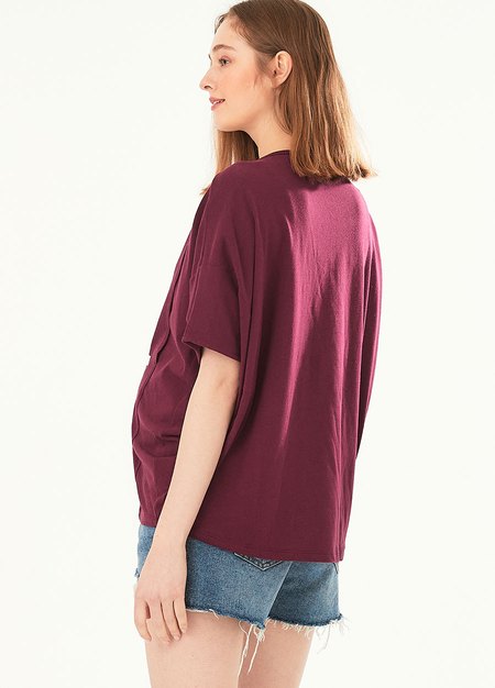 迪士尼色塊米妮孕哺罩衫-紫紅4