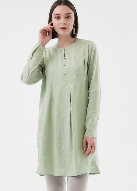 純棉素色襯衫孕哺洋裝(兩穿)-果綠3
