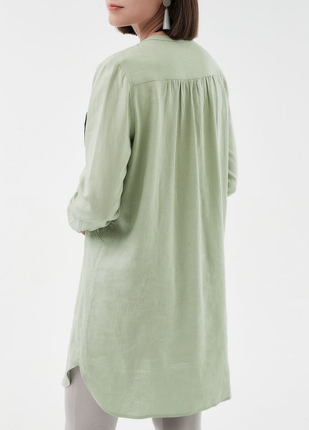 純棉素色襯衫孕哺洋裝(兩穿)-果綠4