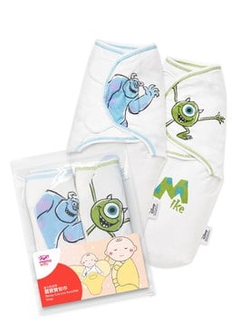迪士尼系列(怪獸電力公司)蠶寶寶包巾組 2入 - 白