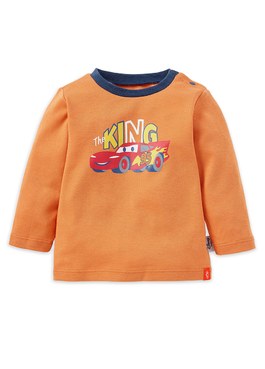 BABY迪士尼純棉長袖T恤-閃電麥坤 - 橘色