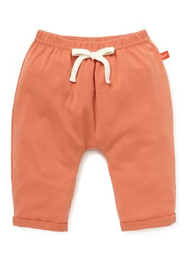 嬰幼兒Q彈棉質反摺長褲-素色/星星 - 橘色