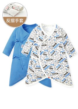 新生兒Q彈棉質蝴蝶衣(2入)-標籤佩佩豬 - 藍色