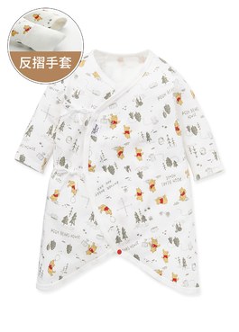 新生兒棉質蝴蝶衣(厚款)-森林維尼 - 米色
