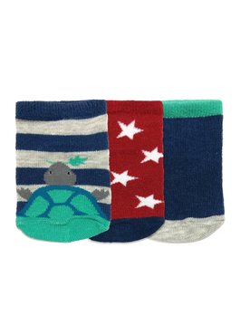 可愛動物新生兒襪(3入) - 藍綠