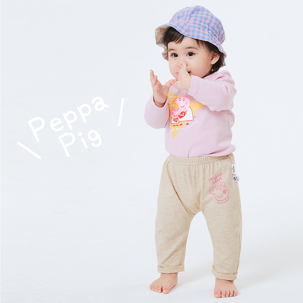 嬰幼兒 Q彈棉質反摺長褲-佩佩豬
