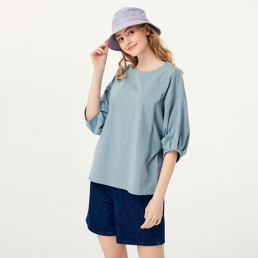 Cotton puff sleeve pregnancy top