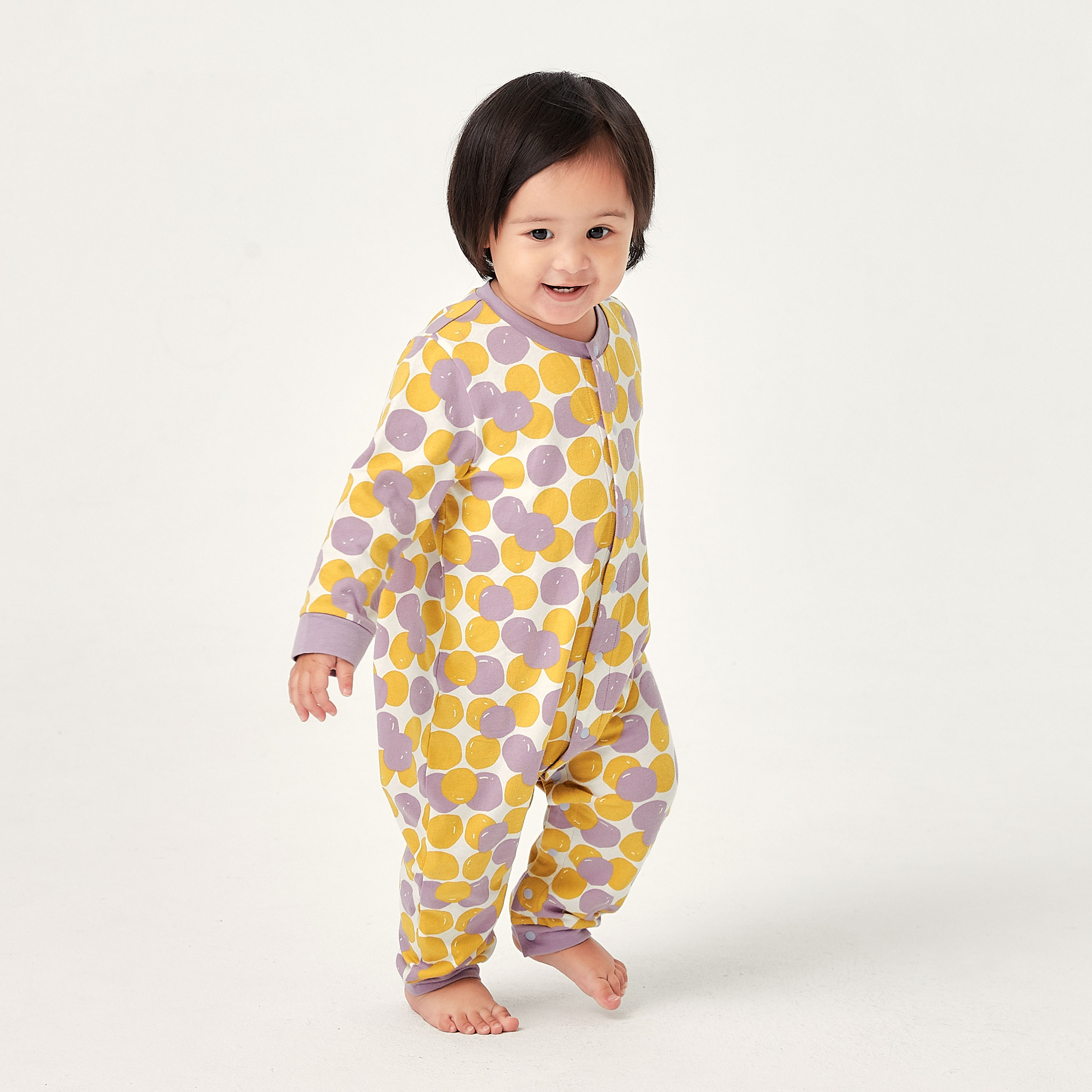 BABY long-sleeved jumpsuit - taro round
