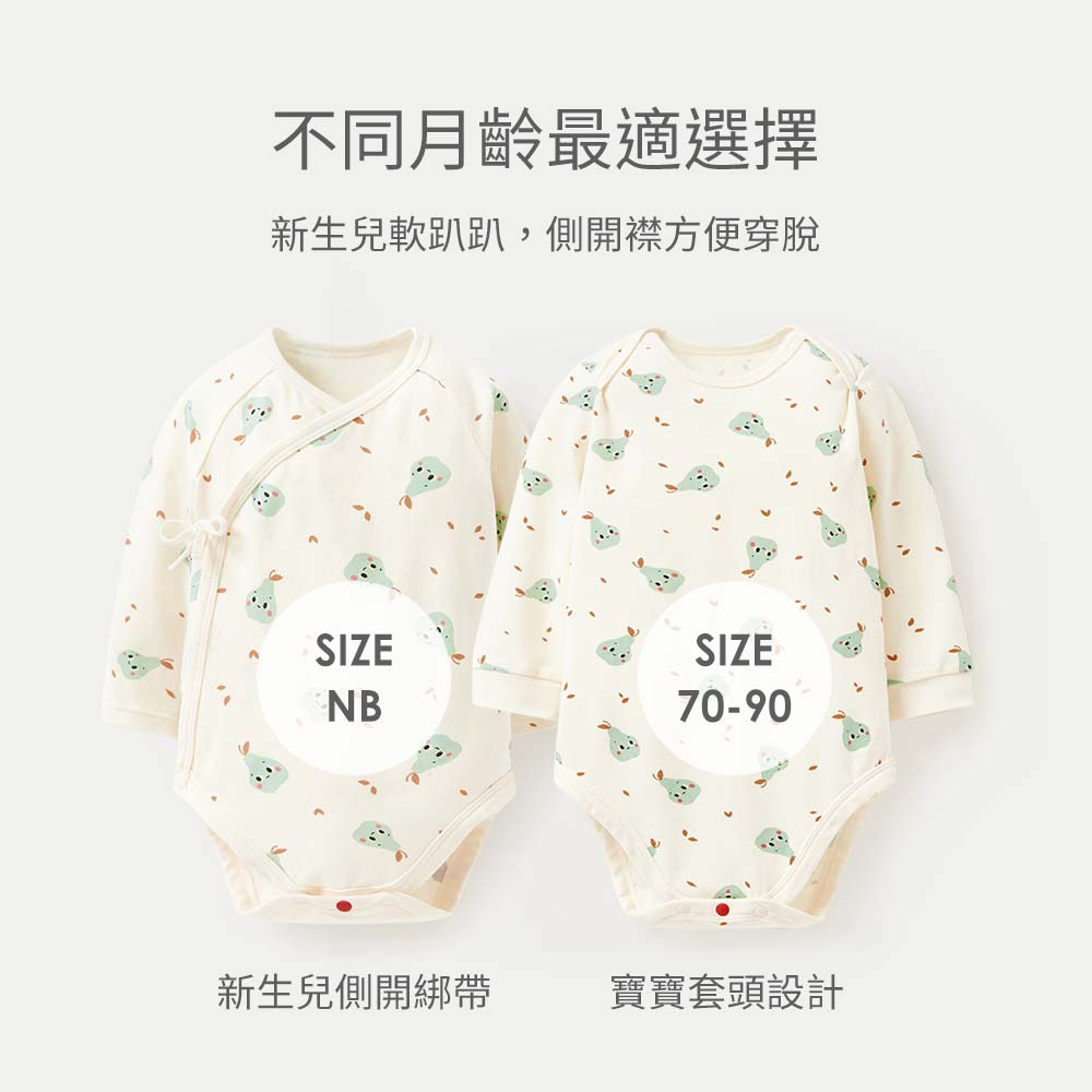 BABY Q彈棉質長袖包屁衣-西洋梨