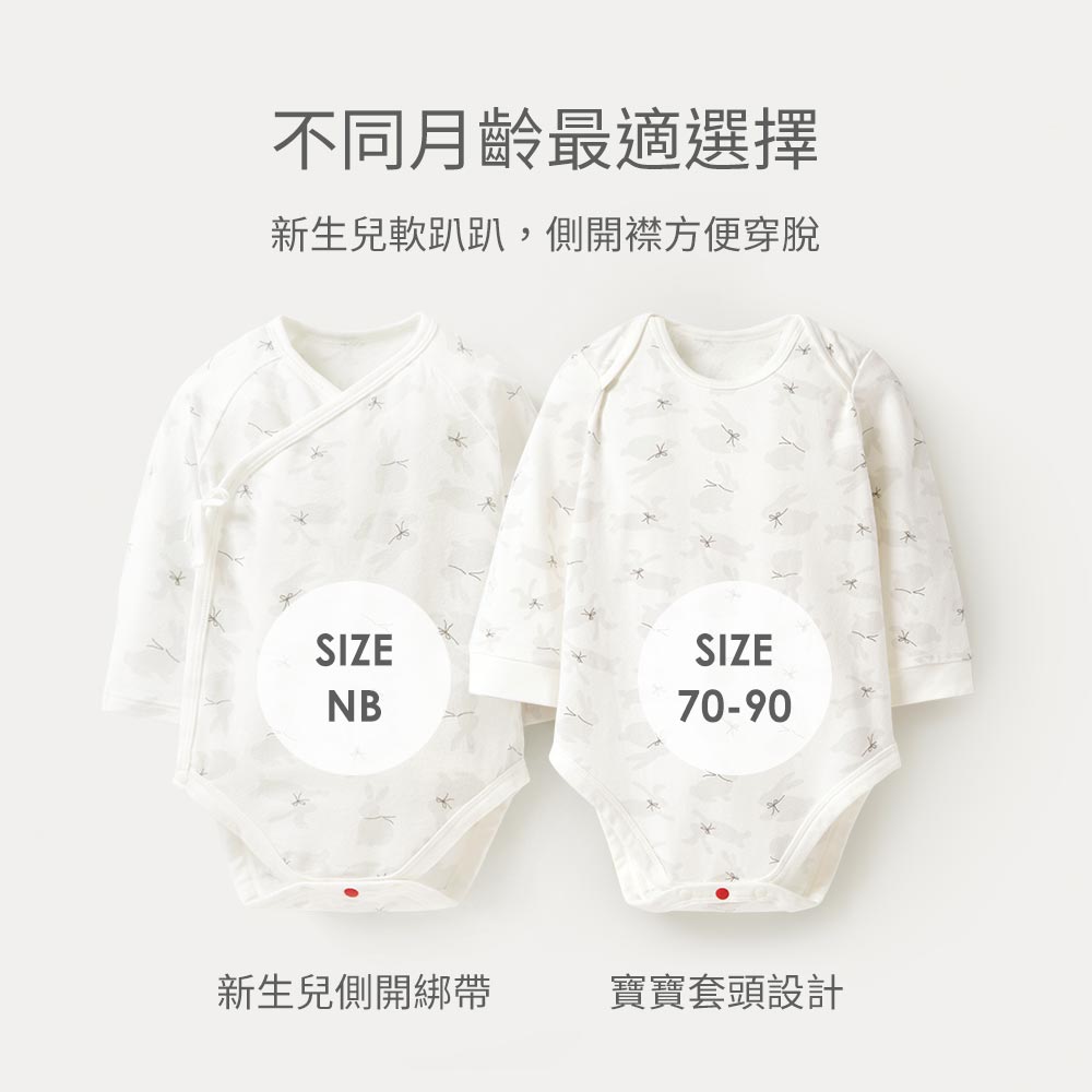 BABY Q彈棉質長袖包屁衣-兔兔