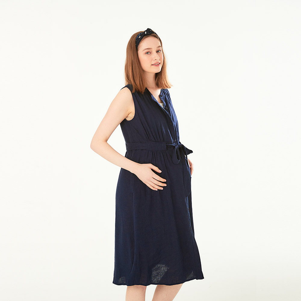 Sleeveless waistless pregnancy dress - two wear