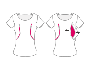 Lateral opening-chest line lactation opening